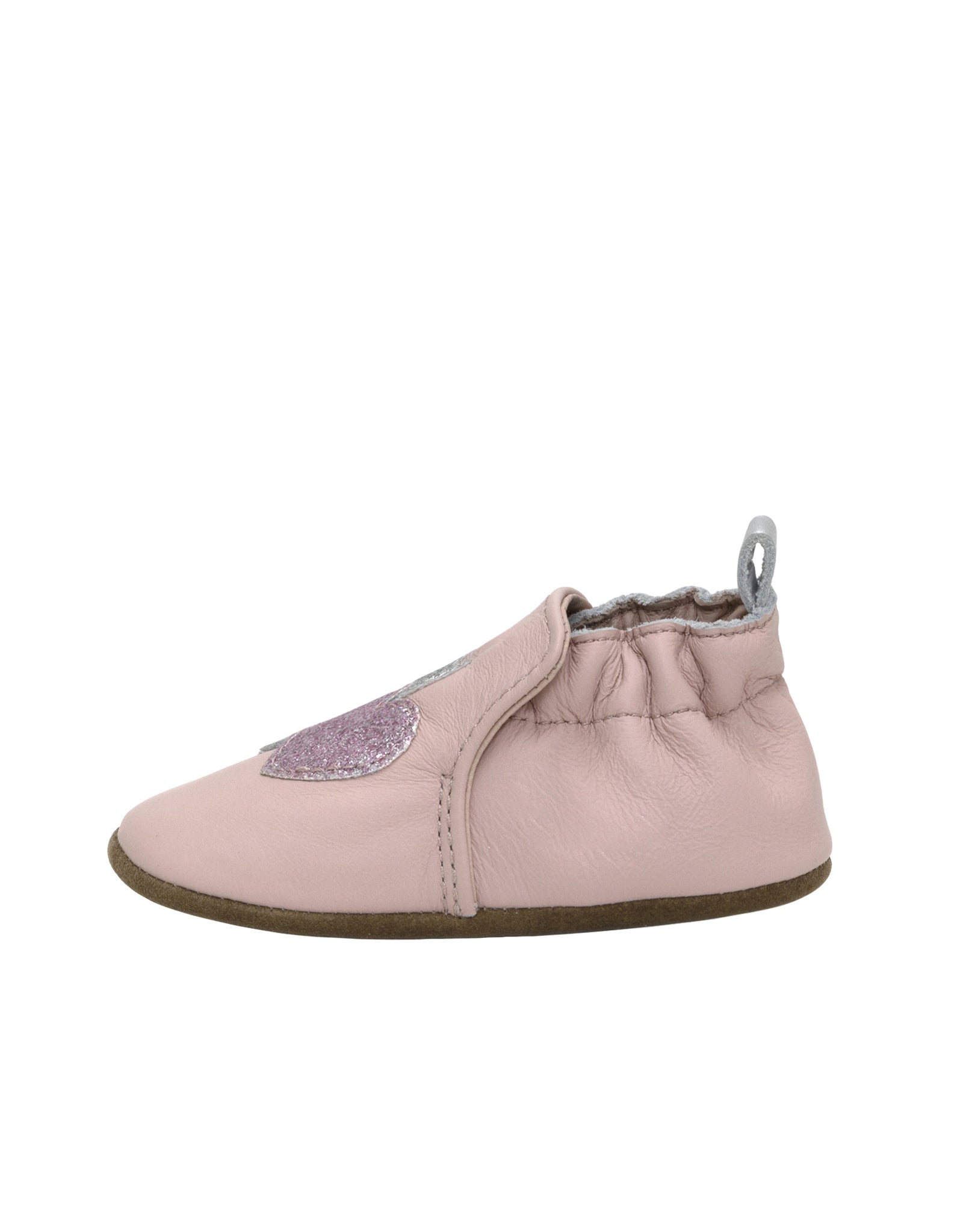 Heart Sparkle Soft Soles in Pastel Pink, side view