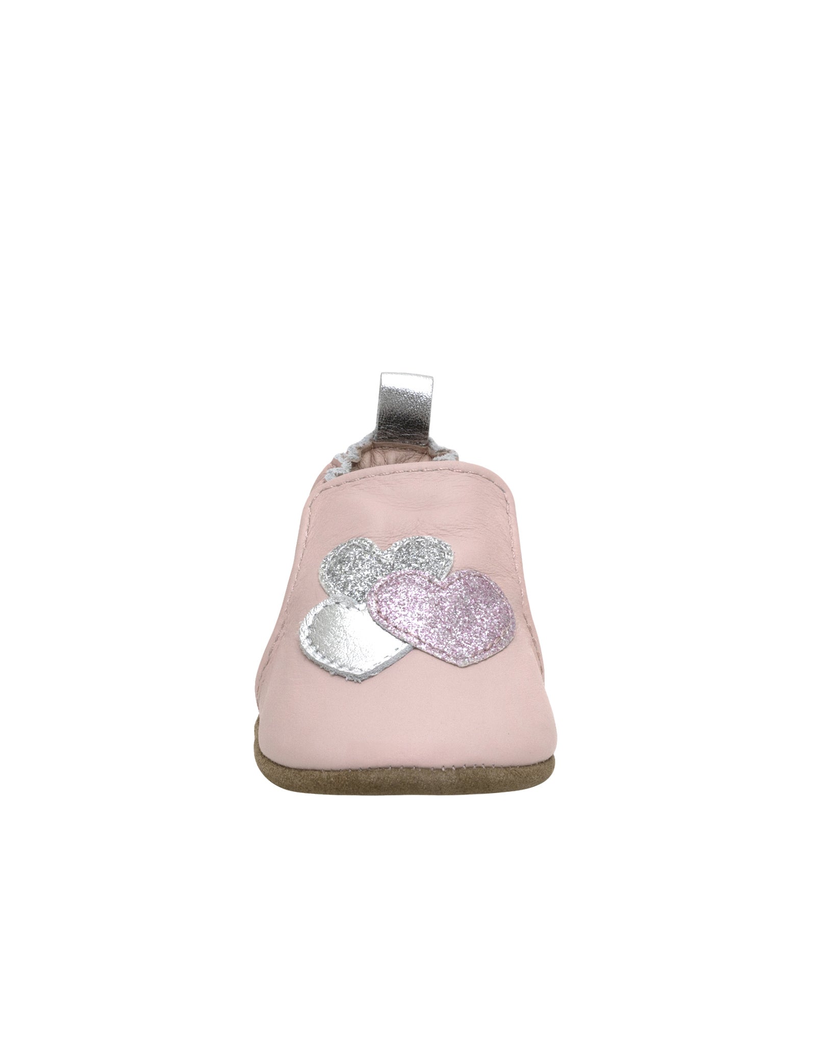 Heart Sparkle Soft Soles in Pastel Pink, front view