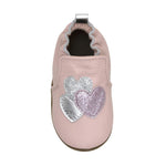 Heart Sparkle Soft Soles in Pastel Pink, top view
