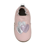 Heart Sparkle Soft Soles in Pastel Pink, top view