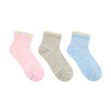 Flower Lace 3-Pack Quarter Socks for Toddlers and Kids, flat laid
