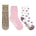 Princess Cat Cozies 3-Pack Crew Socks in Neutral for Toddlers and Kids, flat laid