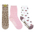 Princess Cat Cozies 3-Pack Crew Socks in Neutral for Toddlers and Kids, flat laid