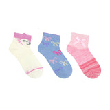 Clever Little Fox 3-Pack Quarter Socks in Pink for Toddlers and Kids, flat laid