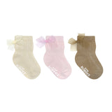 Marie's Cable Tops 3-Pack Baby Socks in Neutral, flat lay