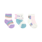 Unicorn Girl 3-Pack Baby Socks Pastel, flat laid