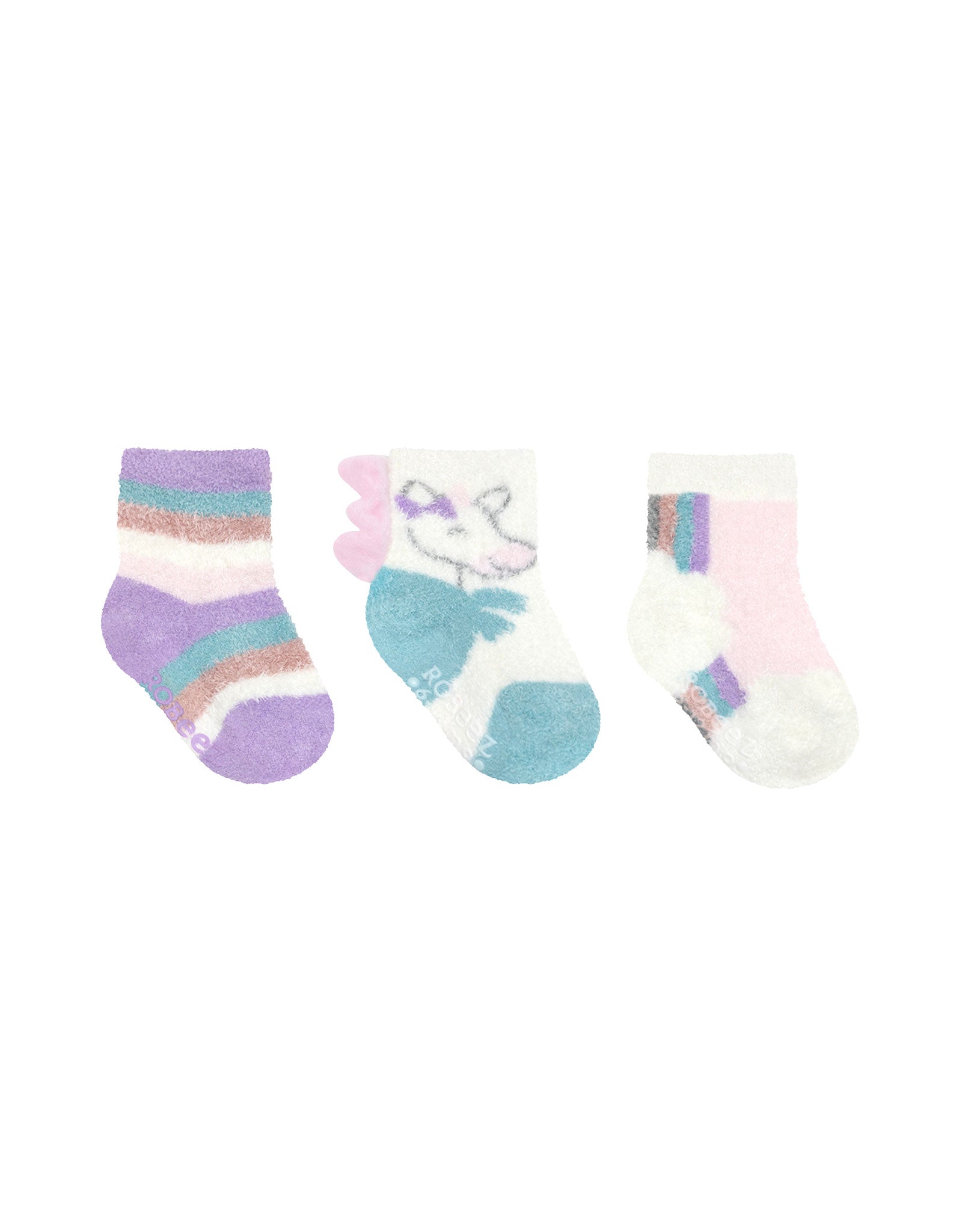 Unicorn Girl 3-Pack Baby Socks Pastel, flat laid