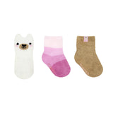 Sweet Bear 3-Pack Baby Socks in Tan, flat laid