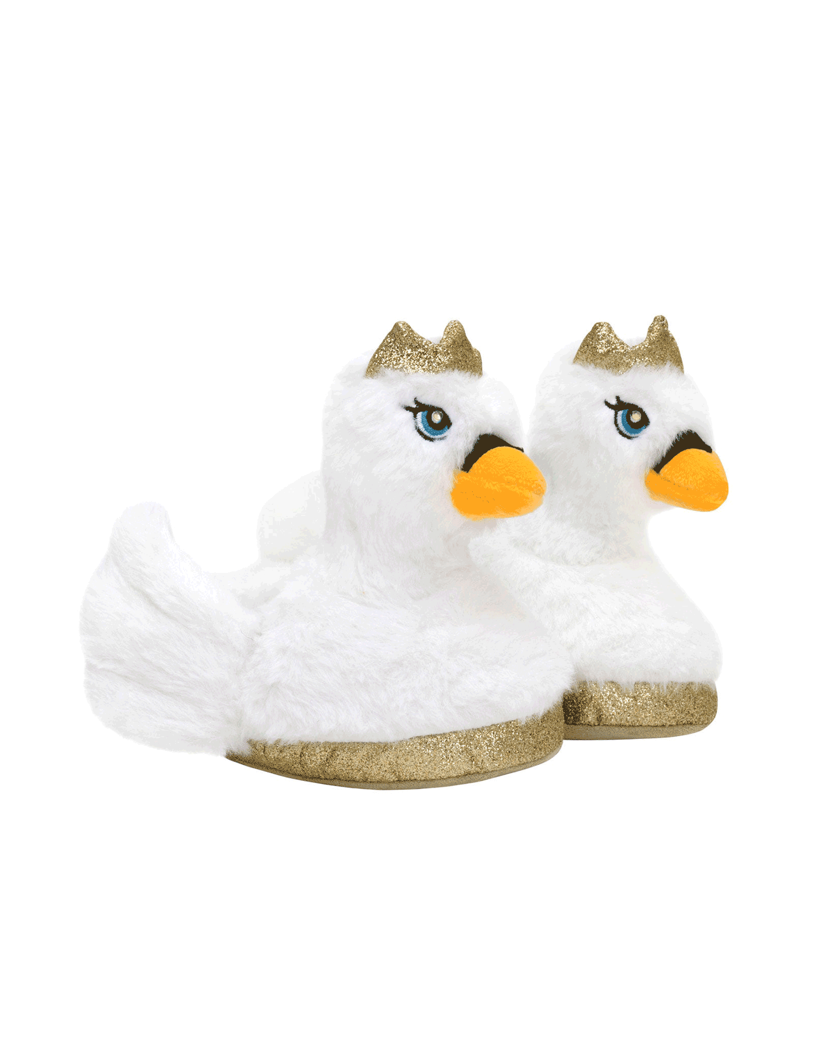 Swan Princess Light-up Slippers in White, perspective view