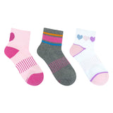 Heart Supreme 3-Pack Quarter Socks in Pink for Toddlers and Kids