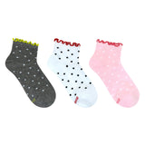 Ditsy Dot Ruffle 3-Pack Quarter Socks for Toddlers and Kids