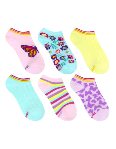 Spread Your Wings 6-Pack No Show Socks in Pastel for Toddlers and Kids