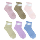 Nadia Striped 6-Pack Quarter Socks in Neutral for Toddlers and Kids