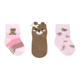 Bear-Y Best 3-Pack Baby Socks in Pink, flat lay