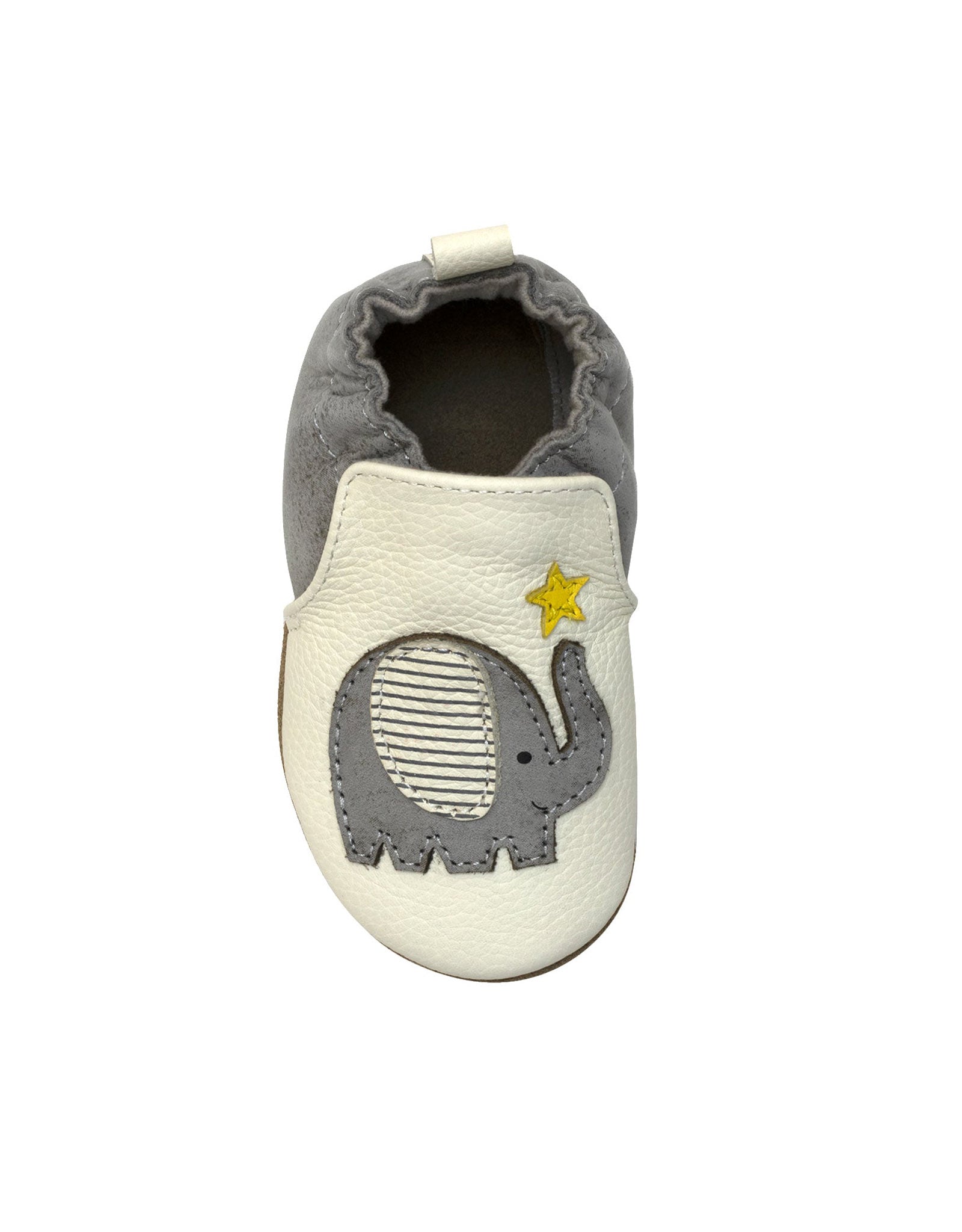 Elephant Stars Soft Soles in Ivory, top view