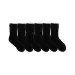 Solid Crew 6-Pack Socks Black for Toddlers and Kids, flat laid