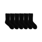 Solid Crew 6-Pack Socks Black for Toddlers and Kids, flat laid