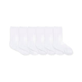 Solid Crew 6-Pack  Socks White for Toddlers and Kids, flat laid