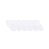 Solid No Show 6-Pack Socks White for Toddlers and Kids, flat laid