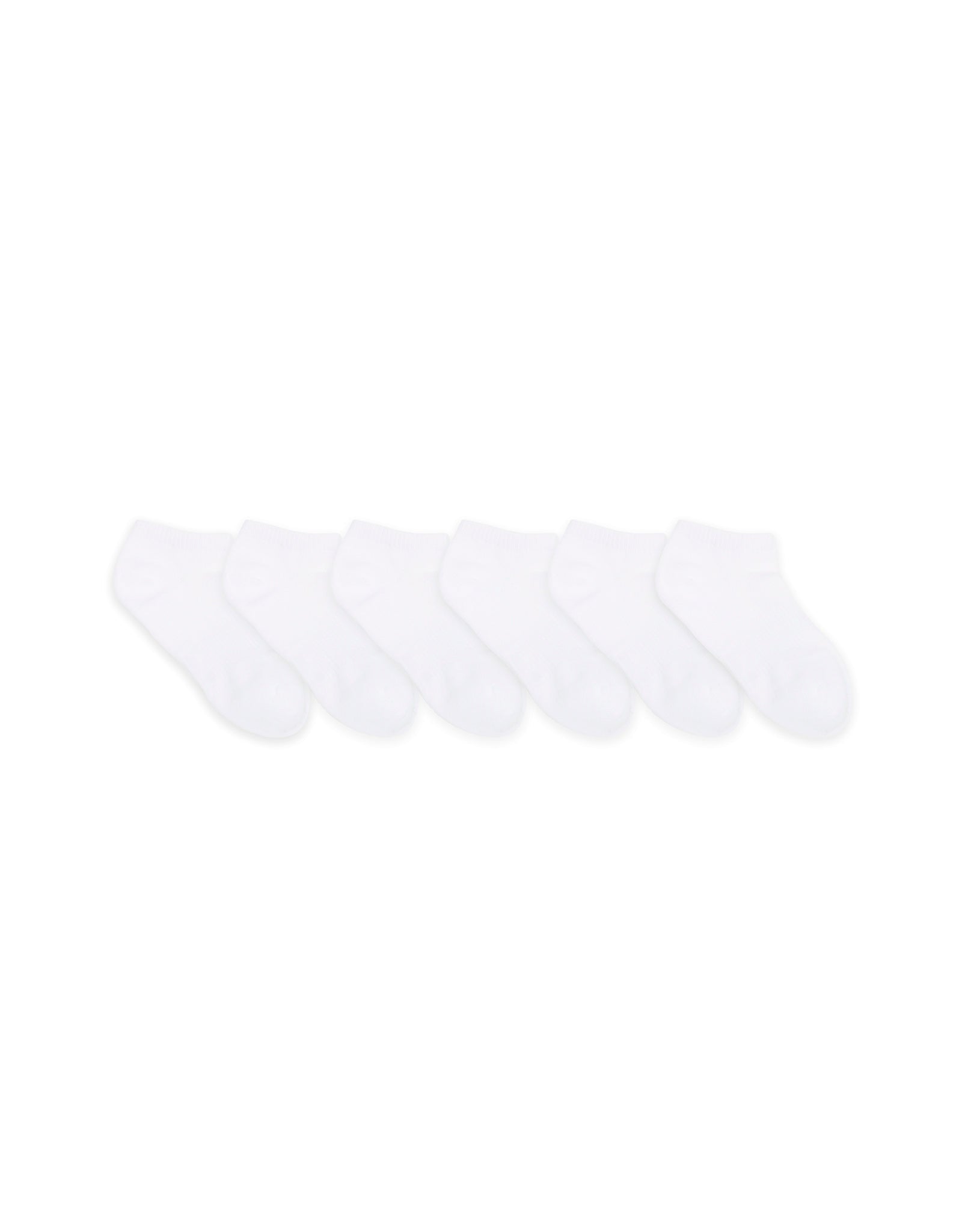 Solid No Show 6-Pack Socks White for Toddlers and Kids, flat laid