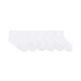 Solid Quarter 6-Pack Socks White for Toddlers and Kids, flat laid