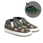Glowing Dinos Soft Soles in Charcoal Grey, perspective view